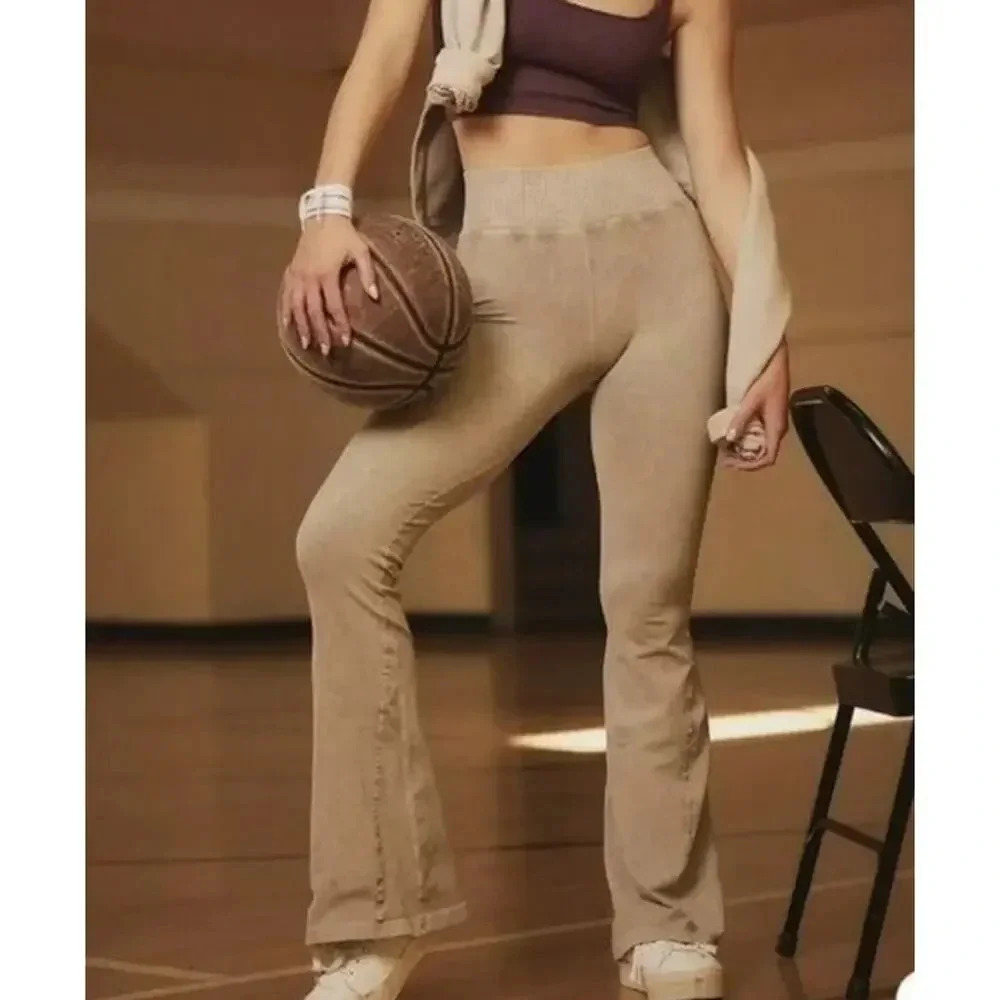 Free People Good Karma Flare Pants In Mushroom M/L